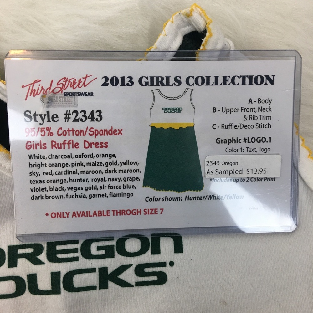 Green Oregon Ducks Little Girls Short Sleeve Dress - Picture 5 of 6